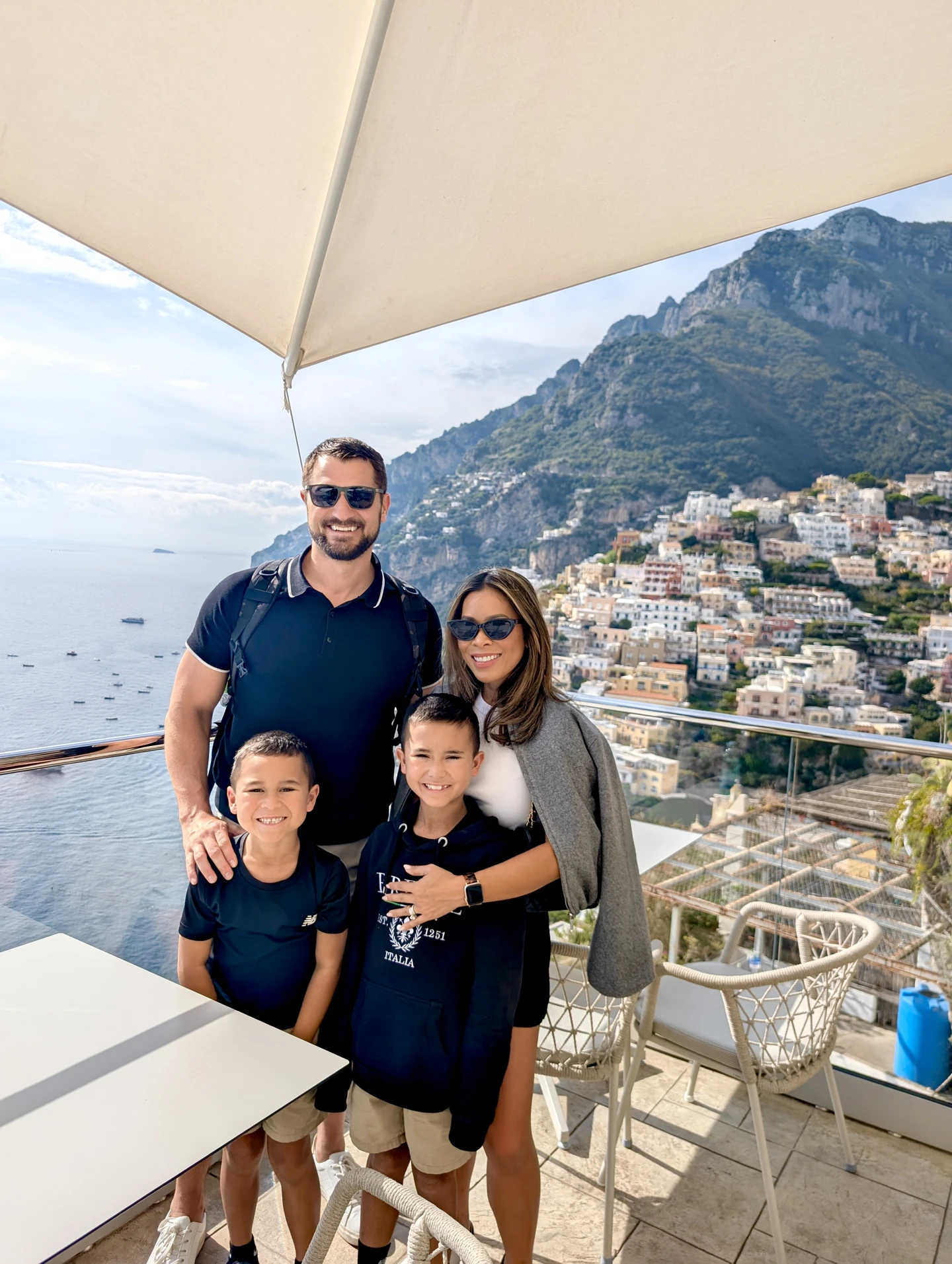 The Johnson family in Positano, Italy