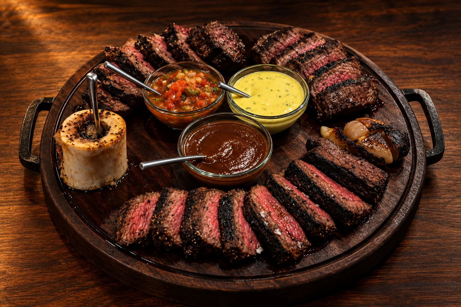 Steak tasting board — editorial artwork
